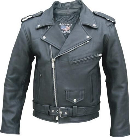 Men's Drum Dyed Naked Cowhide Deluxe Black Motorcycle Jacket