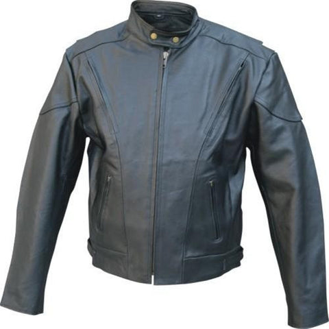 Men's Black Leather Vented Touring Motorcycle Jacket