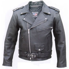 Mens Black Classic Quality Buffalo Leather Motorcycle Jacket