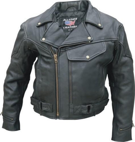 Men's Drum Dyed Naked Cowhide Vented Motorcycle Jacket with Braid Trim