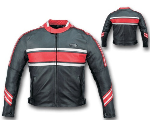 Mens Motorcycle Leather Armor Jacket Black/Red