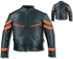 Mens Leather Motorcycle Cruising Jacket