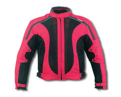 Mens Red Textile Waterproof Motorcycle Jacket With Armor