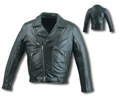 Mens Top Grain Vented Leather Motorcycle Cruising Jacket