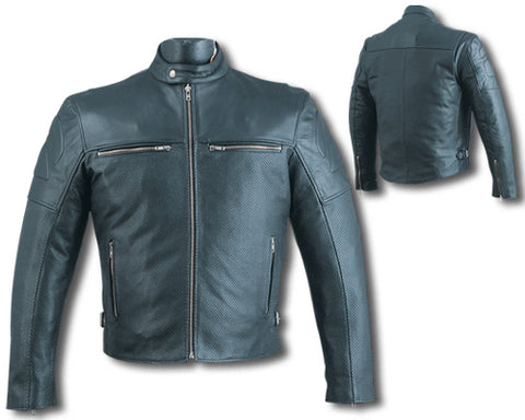 Mens Black Leather Motorcycle Harley Style Cruising Jacket