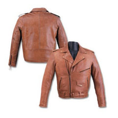 Mens Brown Top Grain Distressed Leather Motorcycle Jacket