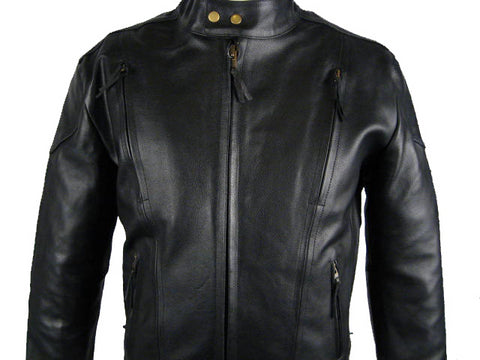 Black Top Grain Naked Leather Motorcycle Cruising Jacket