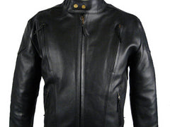 Black Top Grain Naked Leather Motorcycle Cruising Jacket