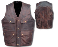 Brown Top Grain Retro Leather Motorcycle Vest