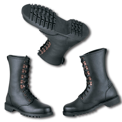 Black Lace Up Leather Motorcycle Boots