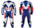 One Piece Leather Armored Motorcycle Racing Suit Red Blue