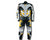 1 Piece Leather Armored Motorcycle Racing Suit Silver Yellow