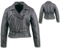 Women's Brown Classic Leather Motorcycle Patrol Jacket