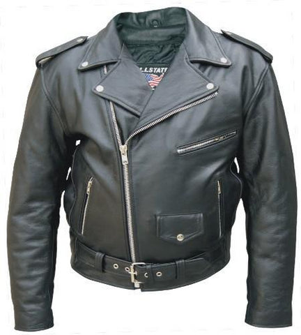 Black Split Cowhide Classic Leather Motorcycle Jacket