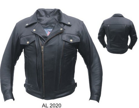 Men's Black Top Grain Buffalo Leather Motorcycle Jacket