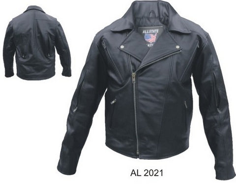 Men's Black Vented Buffalo Leather Motorcycle Jacket